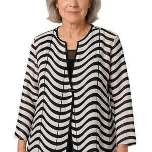 JM Collection Large jacket zebra stripes Women Spring Ly Weight Classic Aline